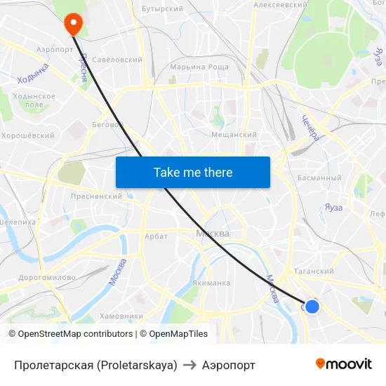 Пролетарская (Proletarskaya) to Аэропорт map