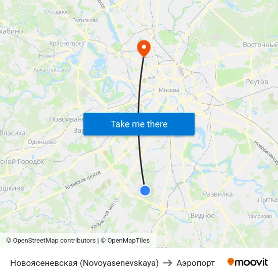 Новоясеневская (Novoyasenevskaya) to Аэропорт map