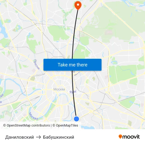 Даниловский to Бабушкинский map