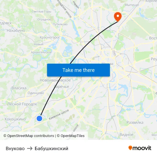 Внуково to Бабушкинский map