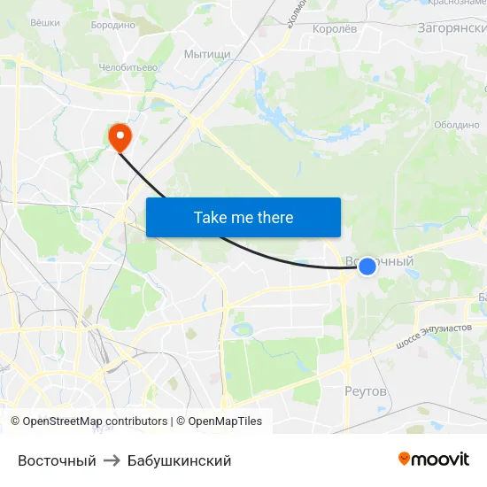 Восточный to Бабушкинский map