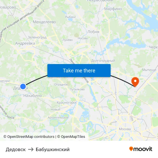 Дедовск to Бабушкинский map