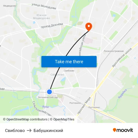 Свиблово to Бабушкинский map