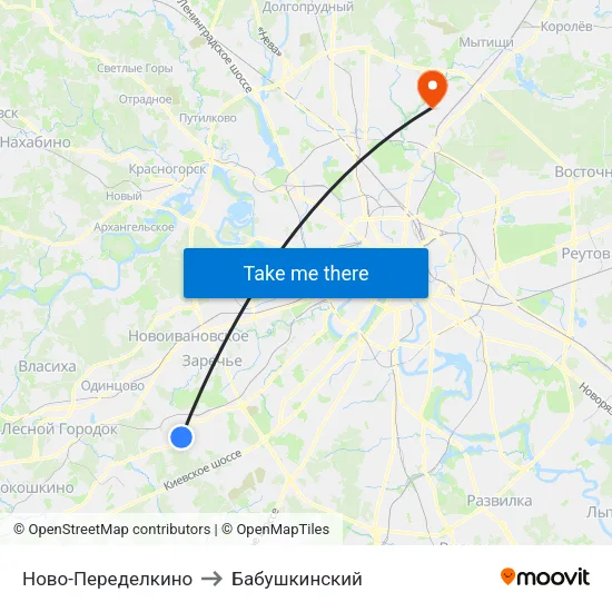 Ново-Переделкино to Бабушкинский map