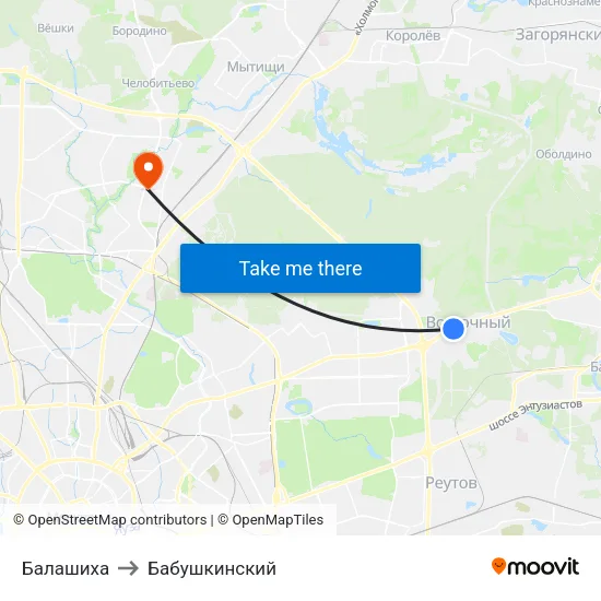 Балашиха to Бабушкинский map