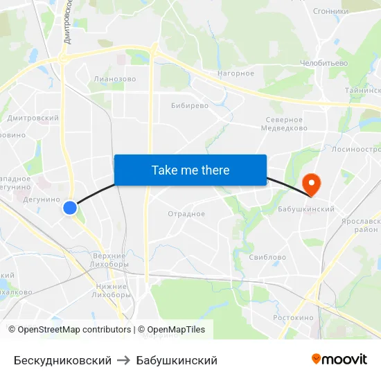 Бескудниковский to Бабушкинский map