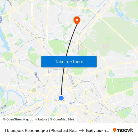 Площадь Революции (Ploschad Revolyutsii) to Бабушкинский map
