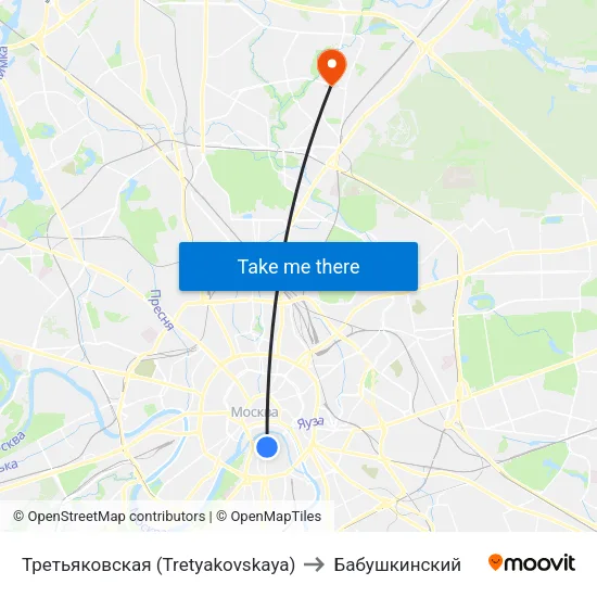 Третьяковская (Tretyakovskaya) to Бабушкинский map
