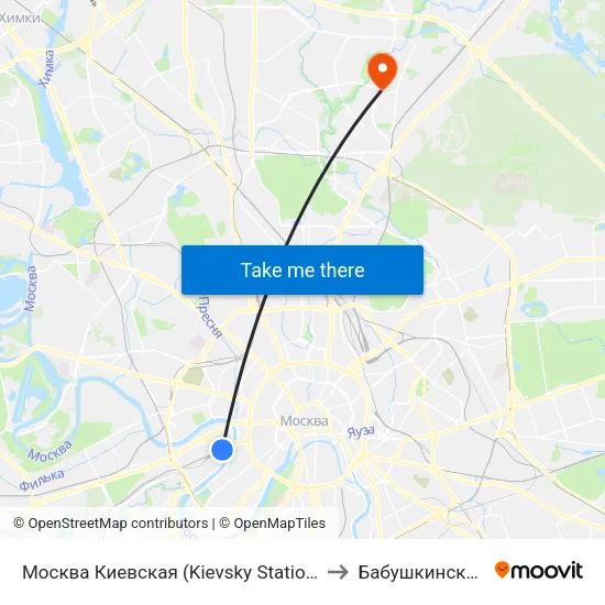 Москва Киевская (Kievsky Station) to Бабушкинский map
