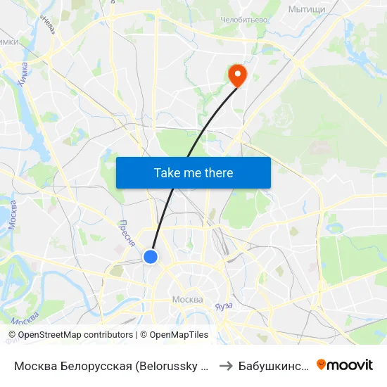 Москва Белорусская (Belorussky Station) to Бабушкинский map