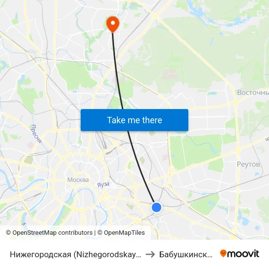Нижегородская (Nizhegorodskaya) to Бабушкинский map