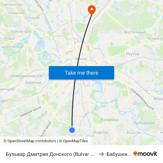Бульвар Дмитрия Донского (Bulvar Dmitriya Donskogo) to Бабушкинский map