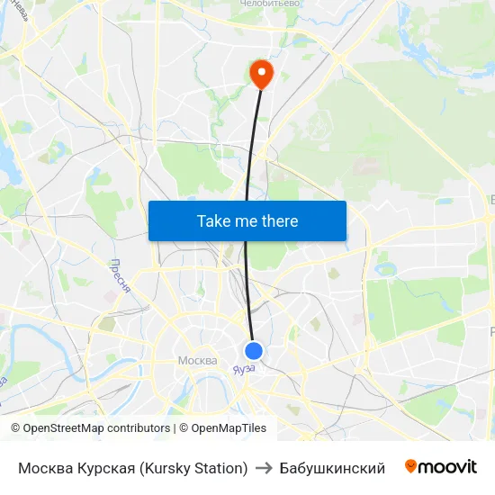 Москва Курская (Kursky Station) to Бабушкинский map