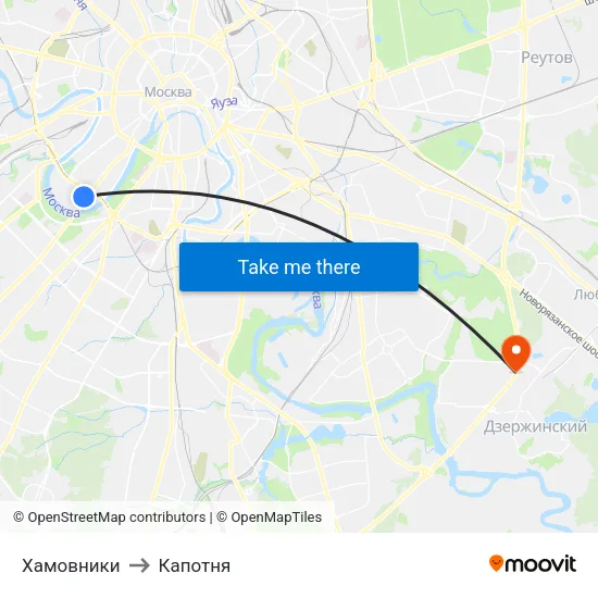 Хамовники to Капотня map