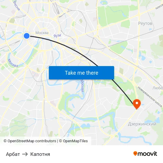 Арбат to Капотня map