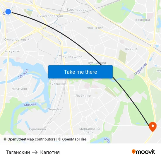 Таганский to Капотня map