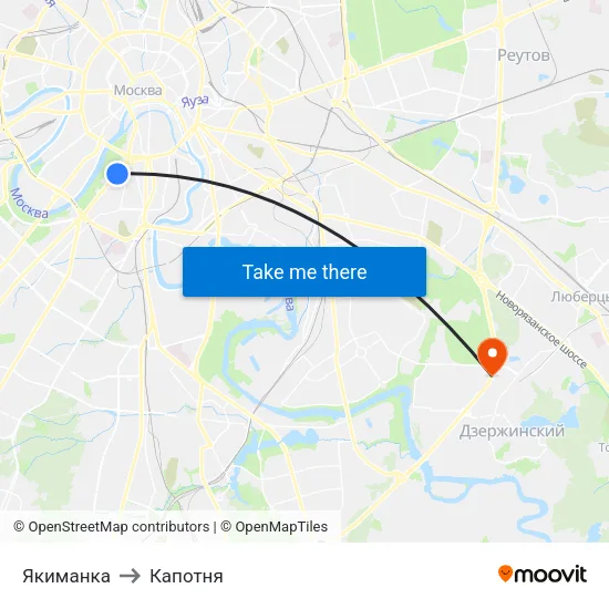 Якиманка to Капотня map
