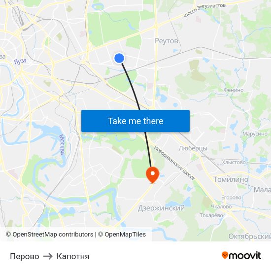 Перово to Капотня map