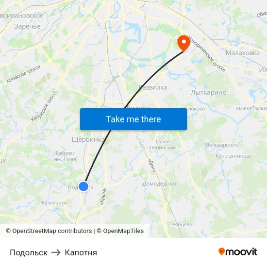 Подольск to Капотня map