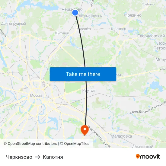 Черкизово to Капотня map