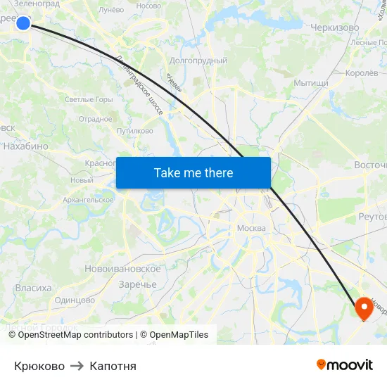 Крюково to Капотня map