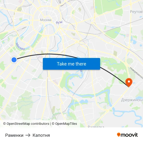 Раменки to Капотня map