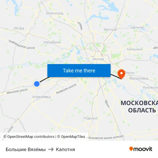Большие Вязёмы to Капотня map
