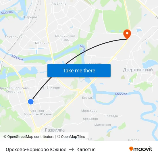 Орехово-Борисово Южное to Капотня map