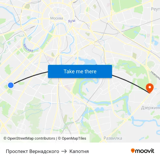 Проспект Вернадского to Капотня map
