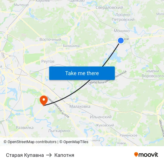 Старая Купавна to Капотня map