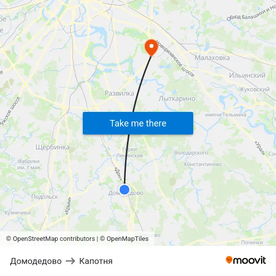Домодедово to Капотня map
