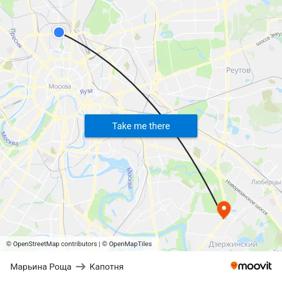 Марьина Роща to Капотня map