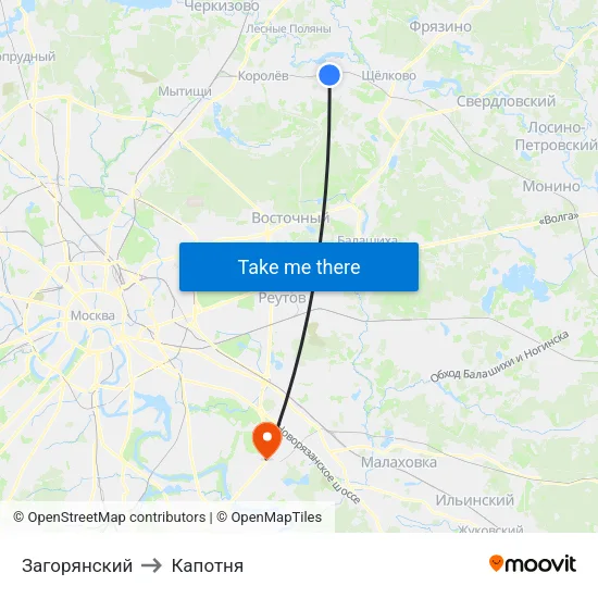 Загорянский to Капотня map
