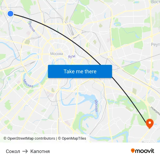 Сокол to Капотня map