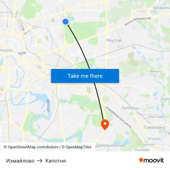 Измайлово to Капотня map