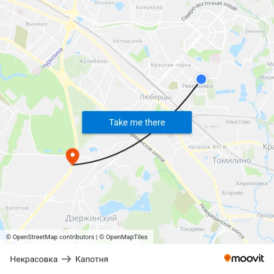 Некрасовка to Капотня map