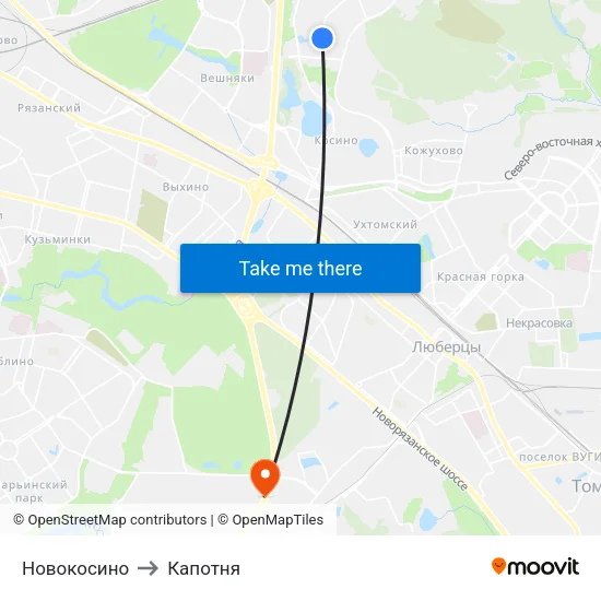 Новокосино to Капотня map