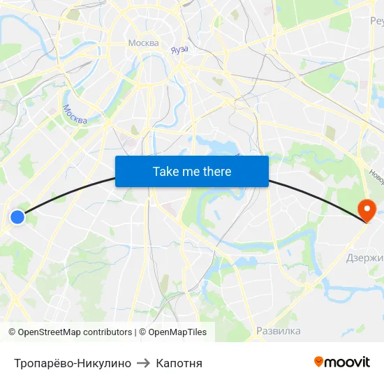 Тропарёво-Никулино to Капотня map