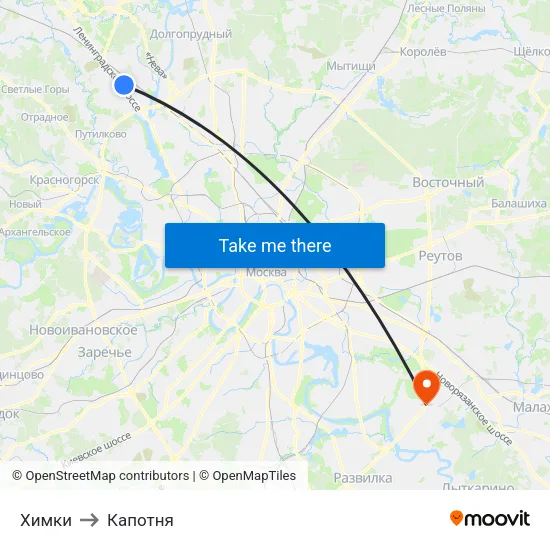 Химки to Капотня map