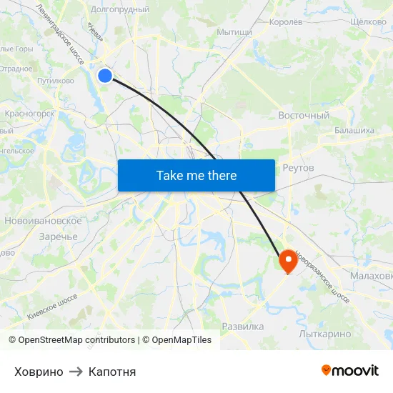 Ховрино to Капотня map