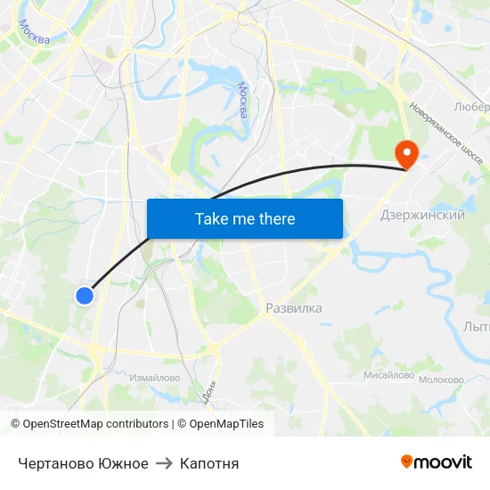 Чертаново Южное to Капотня map
