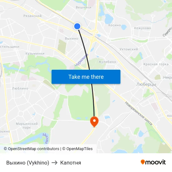 Выхино (Vykhino) to Капотня map