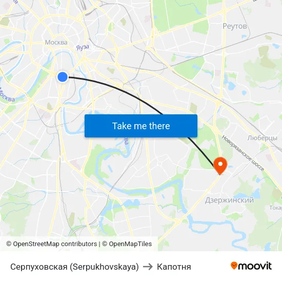 Серпуховская (Serpukhovskaya) to Капотня map