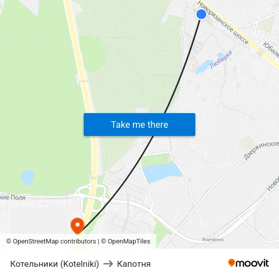 Котельники (Kotelniki) to Капотня map