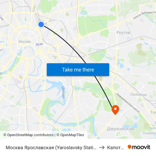 Москва Ярославская (Yaroslavsky Station) to Капотня map