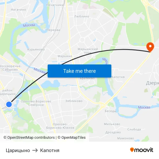 Царицыно to Капотня map