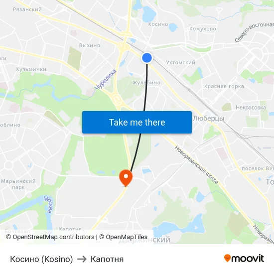 Косино (Kosino) to Капотня map