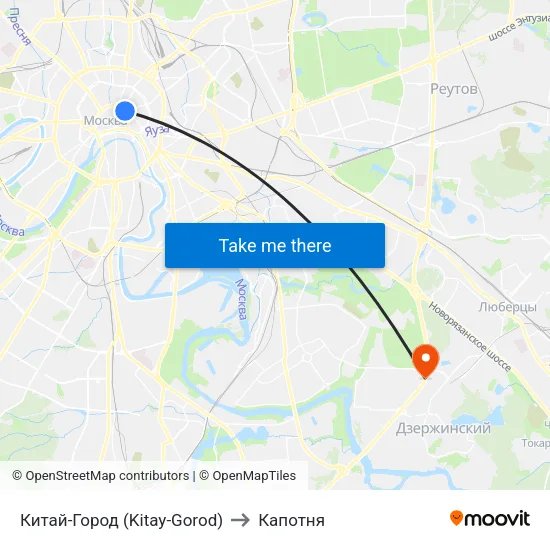 Китай-Город (Kitay-Gorod) to Капотня map