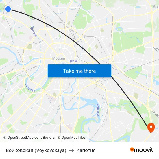 Войковская (Voykovskaya) to Капотня map