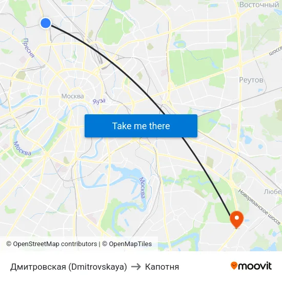 Дмитровская (Dmitrovskaya) to Капотня map